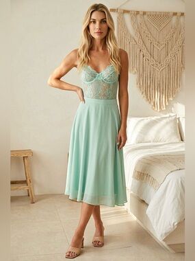 Sweetheart ( Pale)  Green Lace Bodysuit